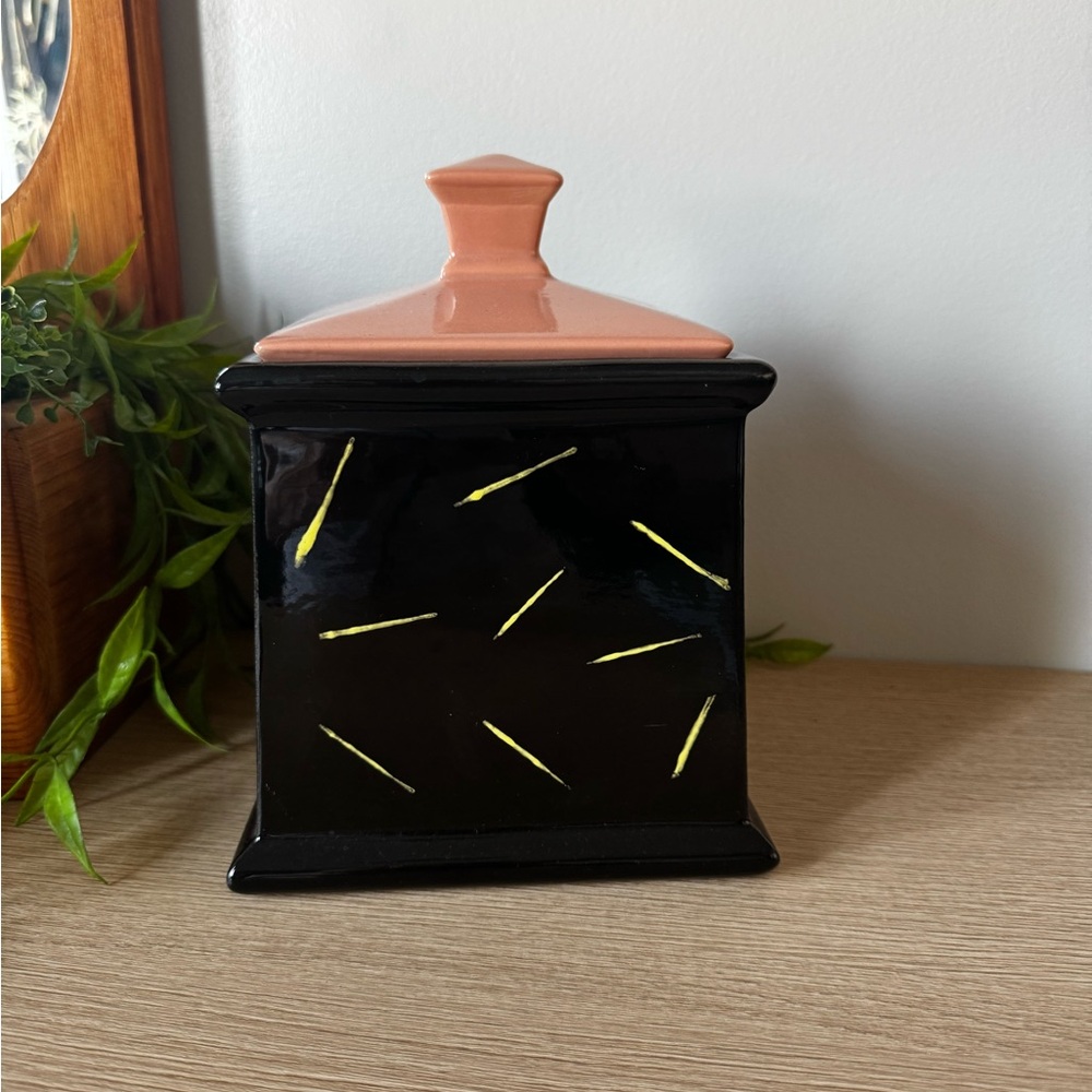 Black and Pink Ceramic Canister
